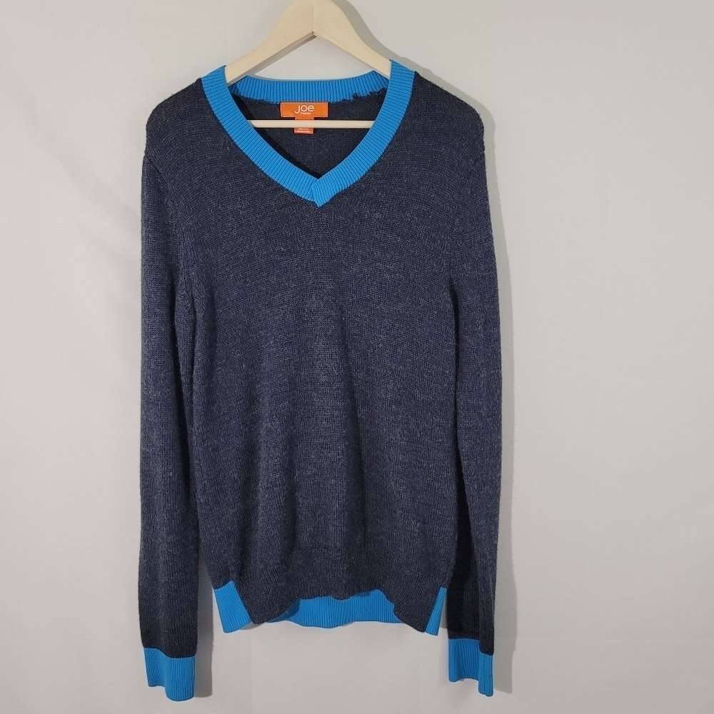 JOE Fresh Gray Pullover Sweater Mens Sz M V-neck Fall Outdoor Wool Blend Cozy